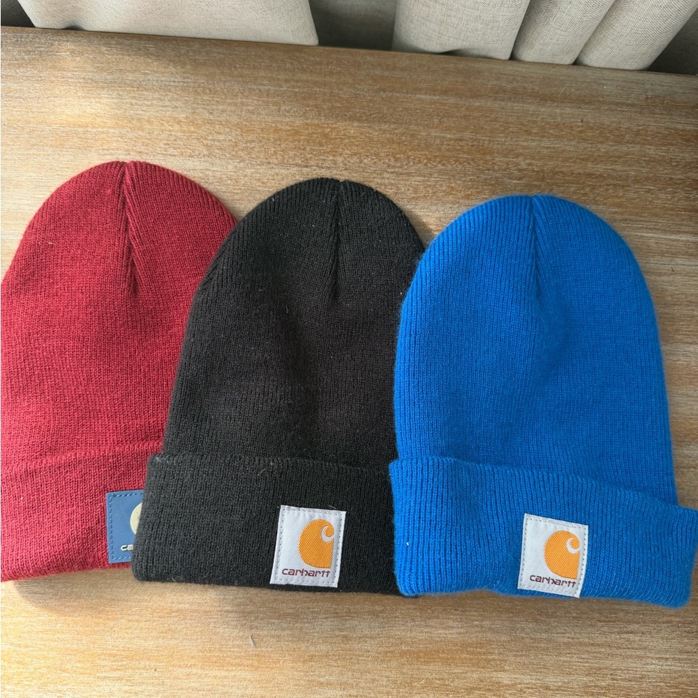 Carhartt Infant/Toddler Beanies - Red, Black & Blue Knit Winter Hats